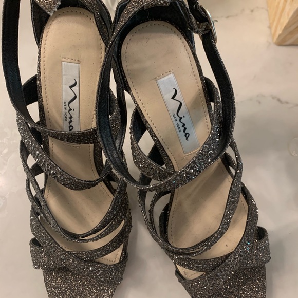 NWOT Bronze Gold sparkle Nina Stiletto Heels - Picture 4 of 4